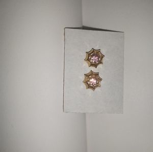 Vintage stud earrings pink and gold